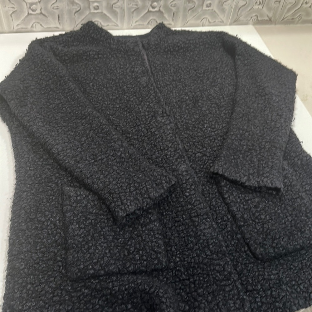 Eileen Fisher black Sherpa button coat XL